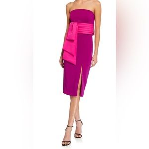 JAY GODFREY Kia Strapless High Slit Stretch Crepe Dress with Removable Belt